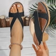 thumbnail image 2 of Rokment Beach Flower Platform Dress High Heels Slipper Sandals for Women Boho Fashion Casual Color Block Leather Chunky Block Heeled Slip on Slides Summer Shoes Black Size 6.5, 2 of 5