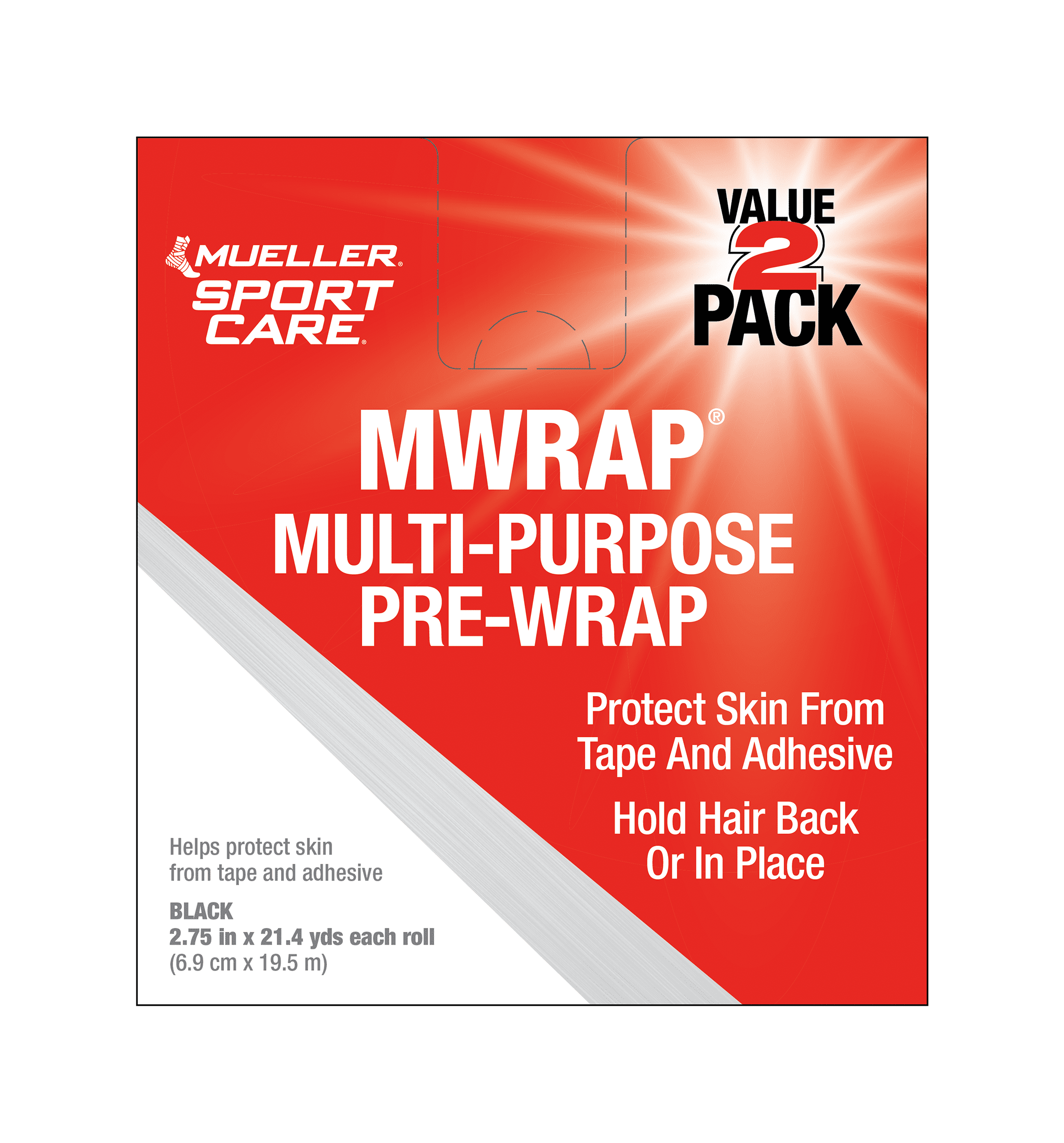 (3 pack) Mueller MWrap Prewrap, 2 Pack, Black