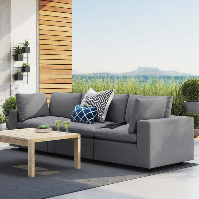 Modway Commix Sunbrella Canapé de Mobilier de Patio Extérieur, Gris