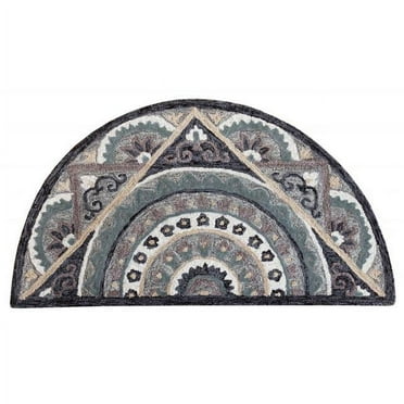 2 x 4 ft. Gray Geometric Medallion Hearth Rug