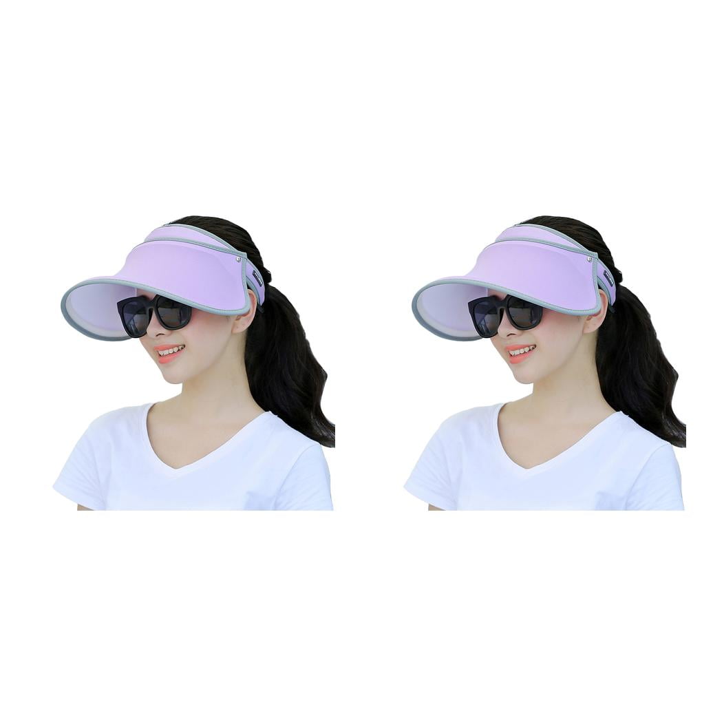 Womens Unisex Summer Sweet Candy Color UV Protection Open Top Sun Visor Hat Transparent PVC Plastic Wide Brim Clip-On Sport Running Beach cap 10 Colors-10 GROOMY Sun Hat 
