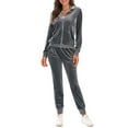 thumbnail image 1 of Honganda Women 2 Pcs Tracksuits Solid Color Zipper Hoodie Sweatshirt and Sweatpants for Activewear Outfits Set, 1 of 7