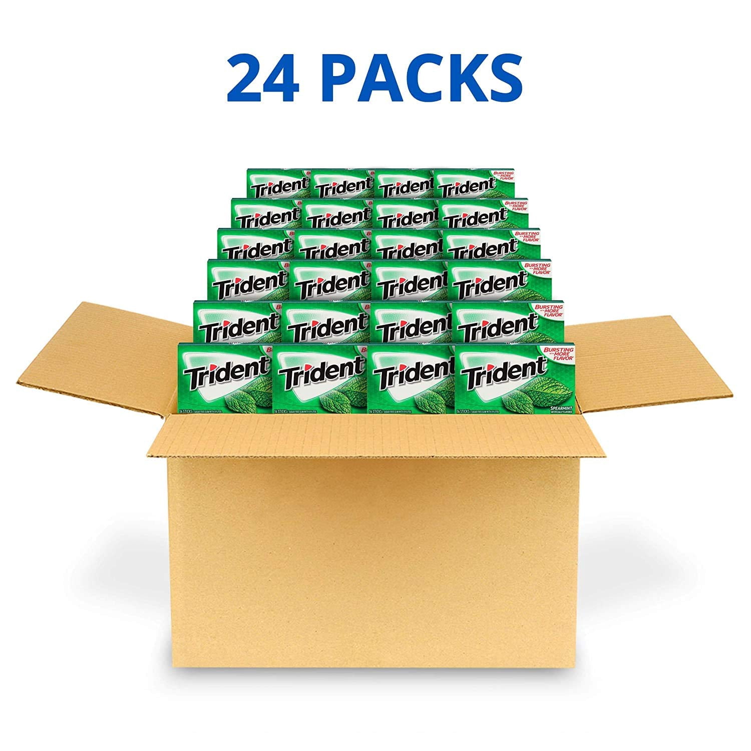 Trident Spearmint Sugar Free Gum, 24 Packs of 14 Pieces (336 Total Pieces), Set of 2