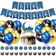 thumbnail image 1 of 300A Black Eid Mubarak Para Banner Cake Topper Cupcake Stakes Globos Set Decoración De Fiesta Para El Islam Musulmán Ramadán Festival Fiesta Fondo Decoración Suministros, 1 of 5