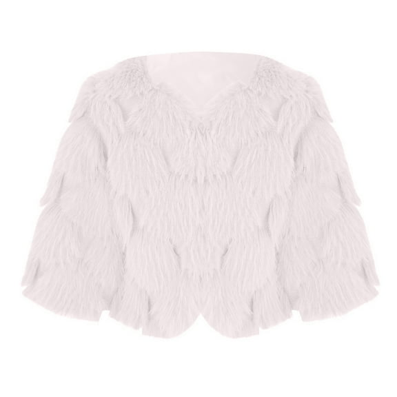 NOKIO Junior Soft Fleece Coat Girls Faux Fur Coat Toddler Baby Kids Girls Sweater Furry Top Winter Windproof Thicken Coat Warm Outerwear Jacket Girl Teen Winter Coats