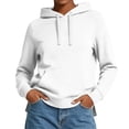 thumbnail image 3 of Josdec Drawstring Hooded Sweatshirts for Women Solid Color Long Sleeve Pullover Kangaroo Pocket Side Split Hem Casual Hoodies S-2XL, 3 of 9