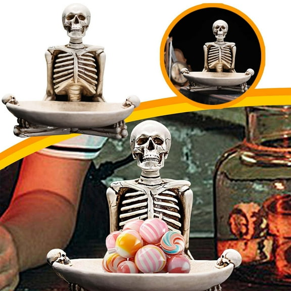 Halloween Candy Dish Decor Bowl - Halloween Skull Bowl Candy Box,Halloween Resin Skeleton Hands Candy Dishes, Snack Tray Tabletop Storage Box for Decor Table Centerpieces Fruit Plate Snack Bowl Stand