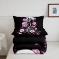 thumbnail image 5 of Erosebridal Rose Skull Comforter Set Full Size Pink Skeleton Floral Bedding Set for All Season Gothic Bones Rose Flower Decor Soft 1 Comforter + 2 Pillow Shams, 5 of 7