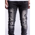 thumbnail image 4 of Crysp Denim Men's Bart Moto Distressed Rips Skinny Fit Stretch Denim Jeans (38, Black Wash), 4 of 5