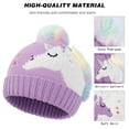 thumbnail image 7 of Kids Winter Hat and Gloves Set, Girls Toddler Children Hats Unicorn Beanie with Pom Knit Mittens Fleece Lined Set for Age 3~5 Years, Winter Gifts, 7 of 7