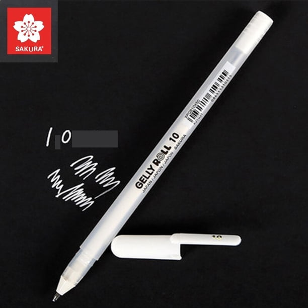 Sakura-bolígrafos de tinta de Gel, marcadores de resaltado de lápiz blanca brillante, Color blanco, dorado, plateado, Gelly Roll clásico