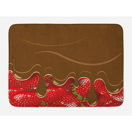 Non Sweet Fruit Kitchen Art Bath Mat, Strawberries Melted Chocolate Confectionery Fruit Sweet Delicacies Food Art, Non-Slip Plush Mat Bathroom Kitchen Laundry Room Decor, 29.5 X 17.5 Inches, Brown Red, Ambesonne ()