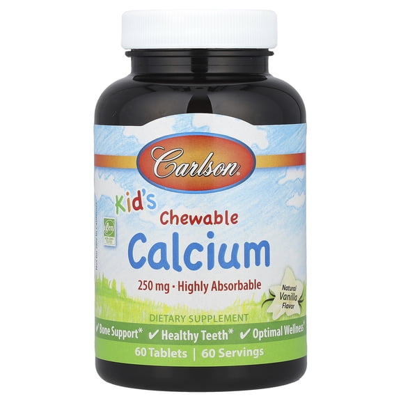 Carlson Labs - Chewable Calcium, For Kids, Vanilla, 60 Tablets