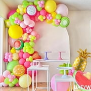149pcs Fruit Balloon Garland Arch Kit Pink Yellow Green Balloons with Mixed Waterlemon Pineapple Mylar Foil Balloons for Twotti Fruity Party Decorations 2nd Birthday Party Summer Supplies