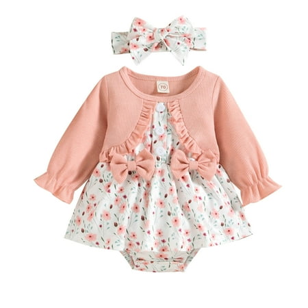 

Jdefeg 5T Long Sleeve Bodysuit Girls Ruffles Long Sleeve Floral Prints Bowknot Romper Bodysuits Dress Headbands Set Girl Romper Bodysuit Cotton Blend Rd1 90