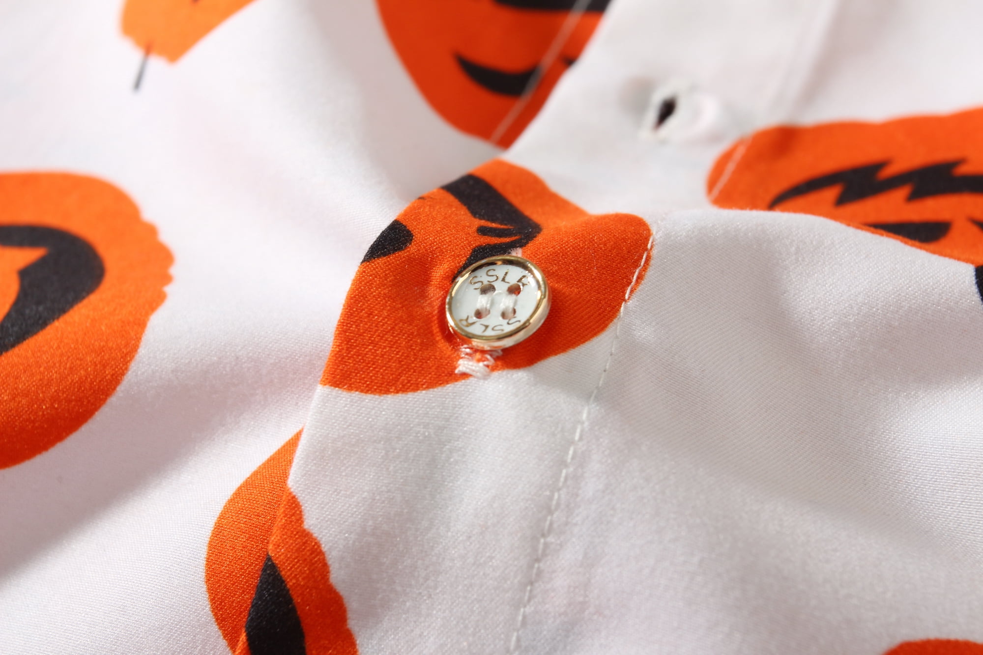 SSLR Men's Halloween Skeleton Pumpkin Button-Up Shirt - Short Sleeve, Lightweight, Black, Size Medium