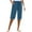 Blue, variant on Lenpel Capri Pants for Women Elastic High Waisted Knee Length Wide Leg Pants with Pockets Summer Casual Cropped Trousers