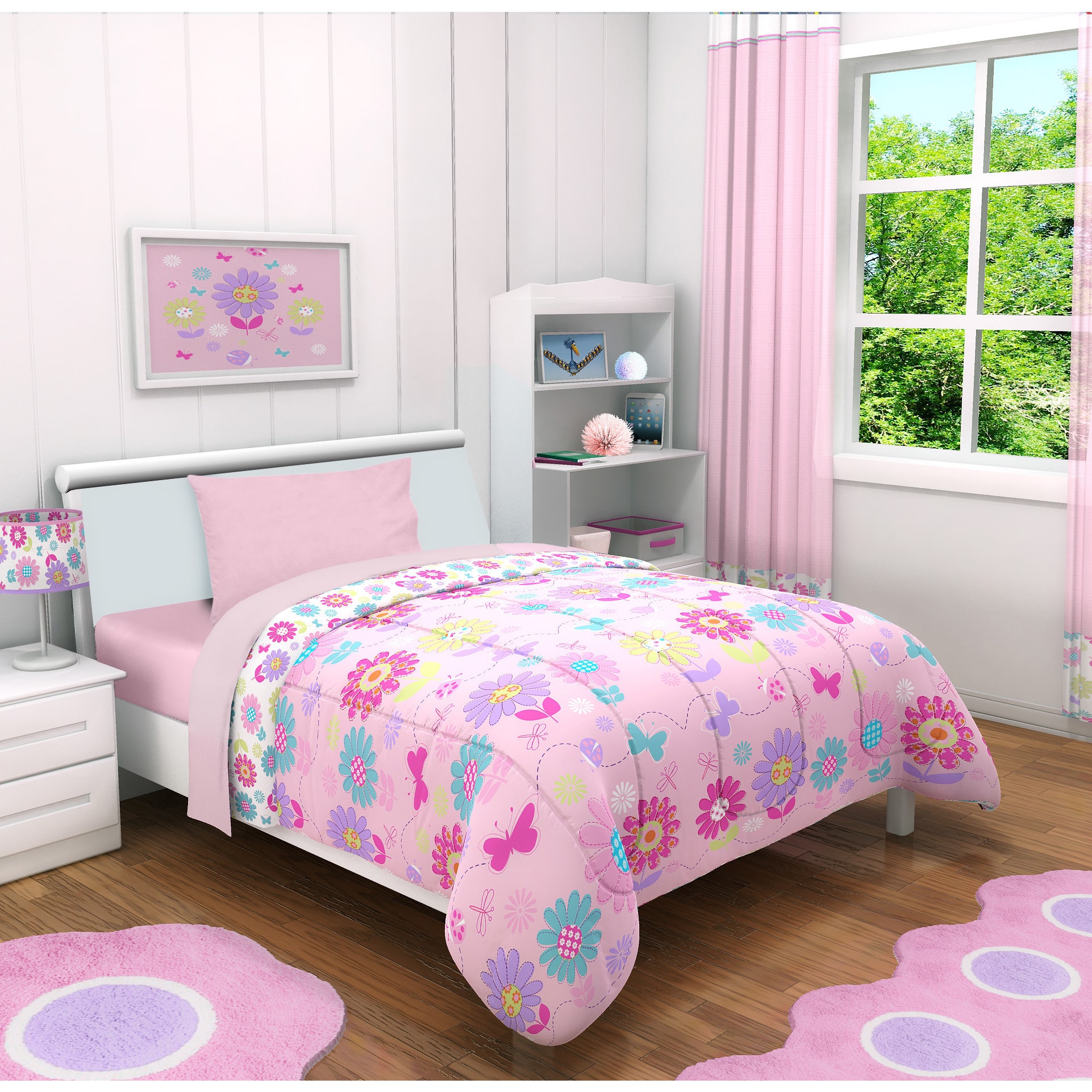 Idea Nuova Daisy Flowers 3-Piece Toddler Bedding Set with BONUS Matching Pillow Case - image 2 of 5