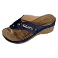 thumbnail image 6 of Rokment Women's Orthopedic Wedges Dressy Sandals Trendy Casual Leather Platform Flip Flops with Arch Support Beach Comfortable Walking Slip on High Heels Slides Shoes B Size 9, 6 of 7