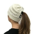 thumbnail image 2 of HAWEE Womens Ponytail Beanie Hat with Button for Mask, Criss Cross Winter High Messy Bun Beanie Hat with Ponytail Hole, 2 of 3