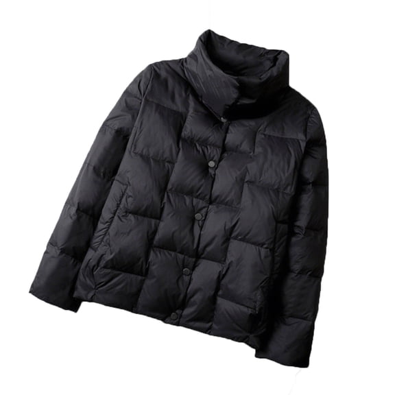 Dasayo Women Coat Barn Black Windbreaker Quilted Buttons Ski Collared Coats Womens Jackets Trendy L