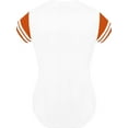 thumbnail image 2 of DIGITMON Women's Baseball Softball Jersey Button Down Two-Stripe Sleeve Shirts Uniform WHITEORANGE, Small, 2 of 4