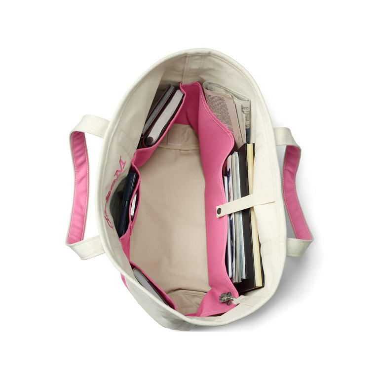 Lands End Bags, Lands End Tote Bag Pink and White