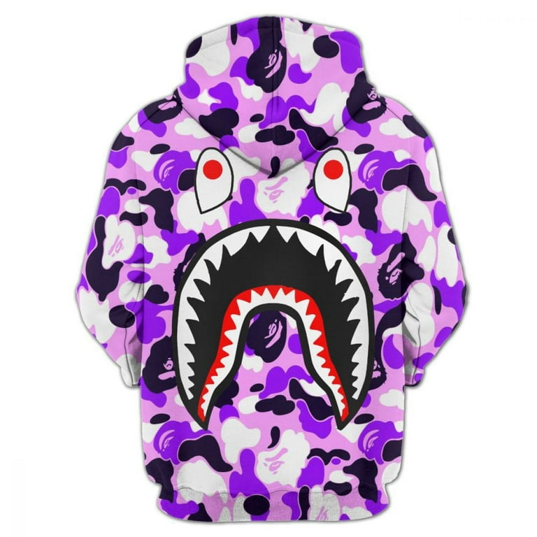 Hoodie for Women Men with Shark Mouth Print Casual Loose Jacket
