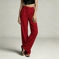thumbnail image 5 of Tsivenald Womens Satin Wide Leg Pants High Waist Front Pleated Loose Baggy Solid Color Elegant Office Dress Trousers, 5 of 6