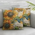thumbnail image 3 of Creowell Sunflower Throw Pillow Covers Only with Butterfly Pattern Decorative Square Pillowcases Cushion Cover (Sunflower), 3 of 5