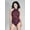 Burgundy, variant on Women's High neck scalloped trim lace teddy with sheer back 80055-BLACK