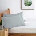 thumbnail image 3 of Dan River Standard Pillowcase Silver Set of 2 with Envelope Closure Jersey Knit Cotton Ultra Soft Breathable - 22x32 in, 3 of 9