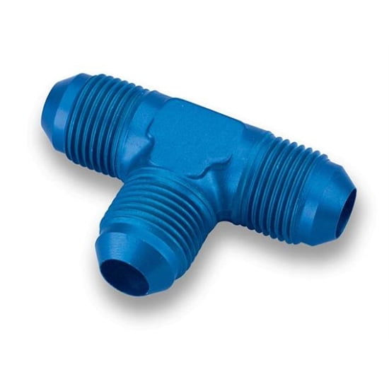 Earls 982408ERL Blue Anodized -8 AN Male Tee, Lightweight Aluminum