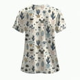 thumbnail image 4 of TOWED22 Scrubs for Women V Neck Short Sleeve Printed Tops Cartoon Pattern Plus Size Nursing with Pockets(Beige,XXXL), 4 of 5