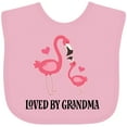 thumbnail image 3 of Inktastic Grandma Loves Me Flamingo Grandchild Girls Baby Bib, 3 of 4