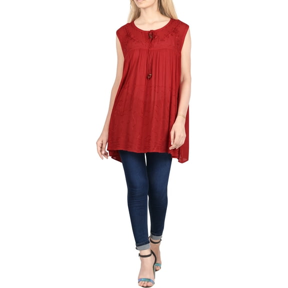 HAPPY BAY Women's Summer Relaxed Flowy House Wear Swing Dresses 2X Santa Red_AC1138