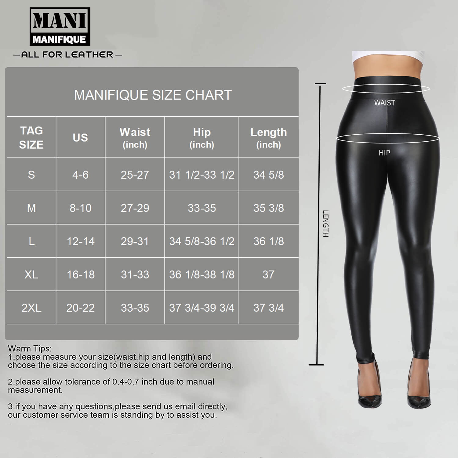 MANIFIQUE 2 Packs Women's Stretchy Faux Leather Leggings Pants Size M 