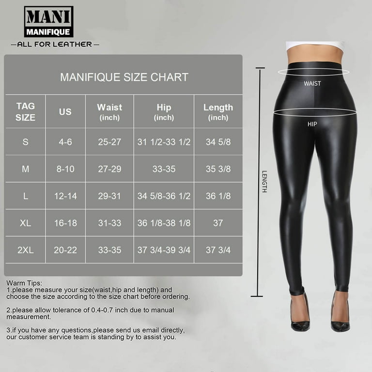 MANIFIQUE 2 Packs Women's Stretchy Faux Leather Leggings Pants
