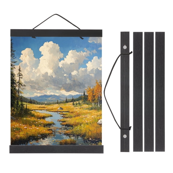 Uxcell Magnetic Poster Hanger Frame, 12 Inch Wide Hanging Kit, Black