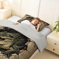 thumbnail image 3 of jejeloiu Crocodile Animals Twin Comforter Sets,Vintage Print Bedding Set For Boys,Brown Black,Light Gray Reversible,2-Piece,1 Comforter and 1 Pillowcase, 3 of 7