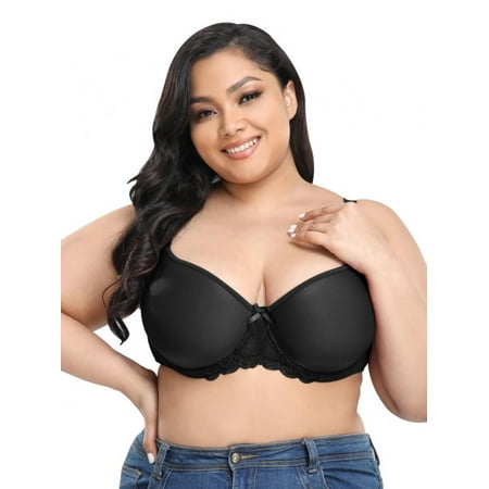 

Esho Women s Wireless Bra Plus Size Full Coverage Comfortable Underwear Bra Pure Color