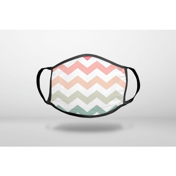 Pastel Chevron Wave Stripes - 3-Ply Reusable Soft Cloth Face Covering, Unisex, Cotton Inner Layer