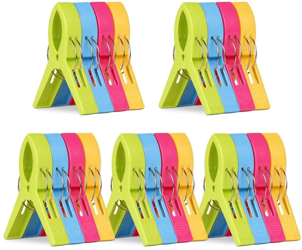 Set of 4 Beach Towel Clips Large Size Lounge Beach Chair Clothesline Clips 4.9" 
