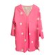 thumbnail image 4 of Puntoco Vestido De Manga Corta Con Cuello En V, Vestido De Verano Con Estampado De Botones Y Manga Tres Cuartos Para Mujer, Rosa S, 4 of 4