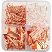 226Pcs Binder Clips, Push Pins, Paper Clips Sets All Combo, for Office, Home School Supplies, Desk Organized (Rose