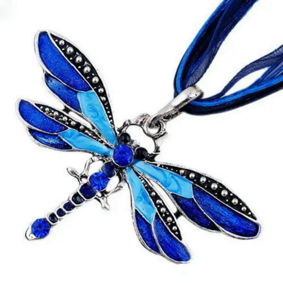 Fashion Dragonfly Charms Necklace Chain Crystal Rhinestone Wing Pendant
