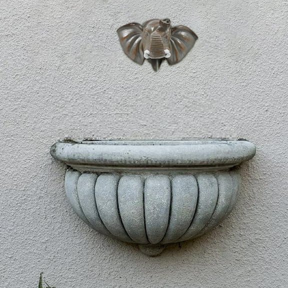 WRISTBIQUE Wall Mounted Water Fountain Spout Resin Elephant Head Shaped Nozzle for Outdoor Spaces Fountain 1Pcs