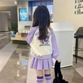 thumbnail image 3 of Sanrios Kuromi Girls Baseball Uniform Set Spring and Autumn New Korean Style Children‘s Sports Girls Jacket Fashionable 3Pcs Set, 3 of 7