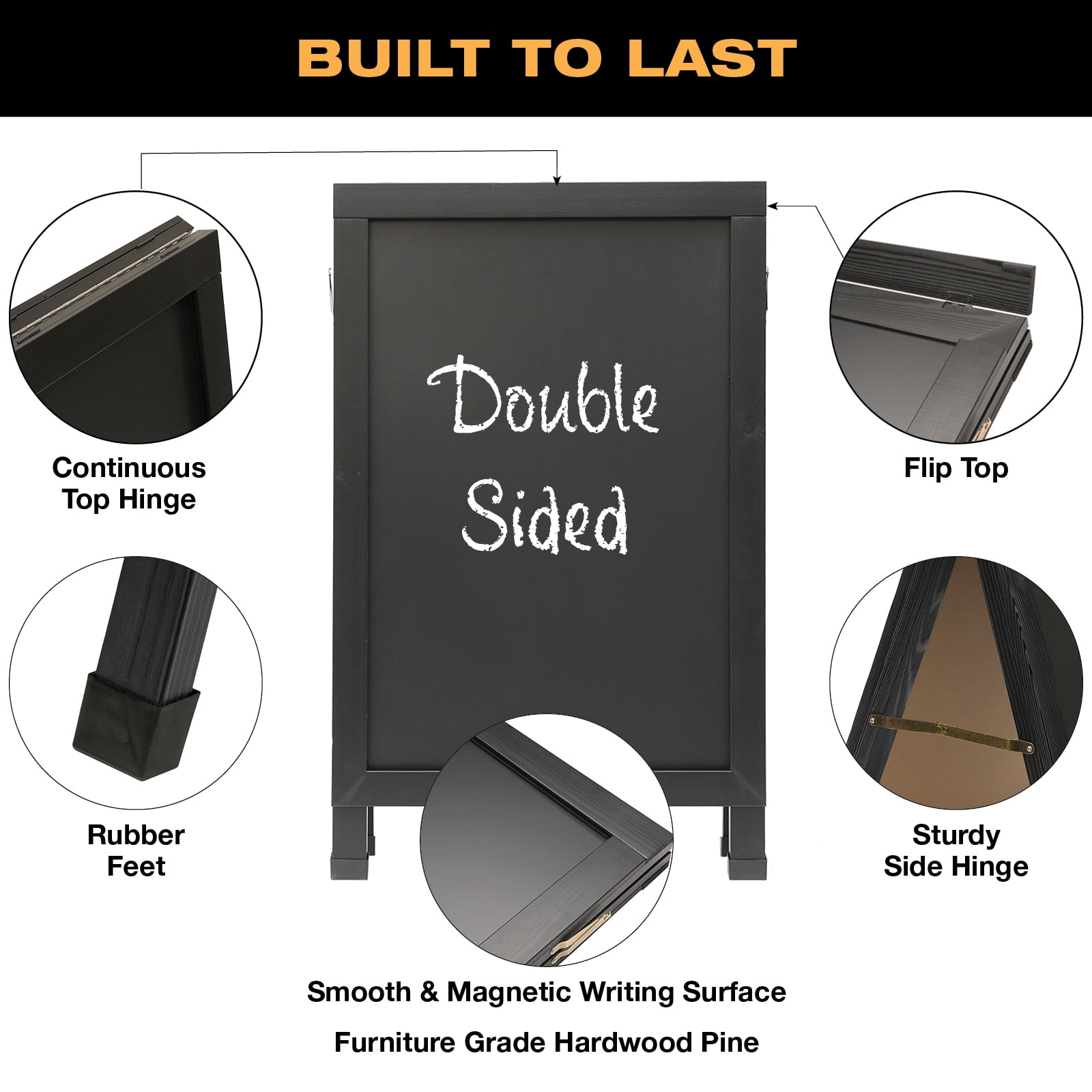 Excello A-Frame Combo - Chalkboard & Poster Holder, 18x24 Rustic Brown - Dual Use Sign For Storefronts, Events, Cafes