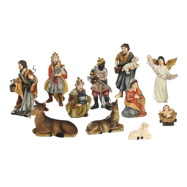 11pcs Nad Natid Estatuils Set Decoraciones de Nad Regalos Zulema figuras de la escena de la natividad